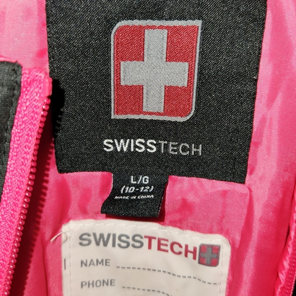 SWISS TECH Girl's LG (10/12) Black/Pink Snow Overalls - Picture 4 of 4